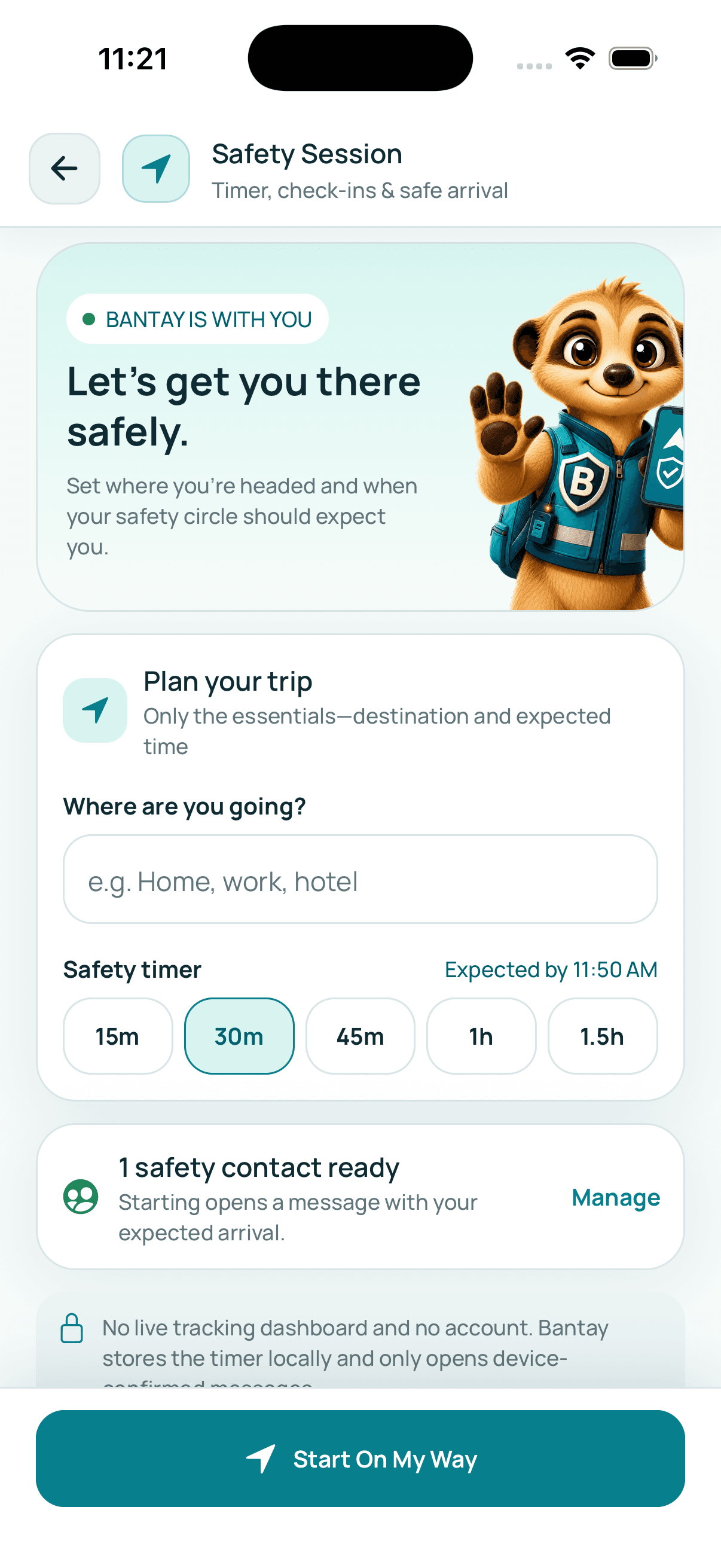 Starting a Bantay safety session